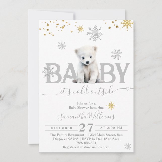 Invitation Froid Hiver Hiver Sexe Baby shower neutre (Devant)