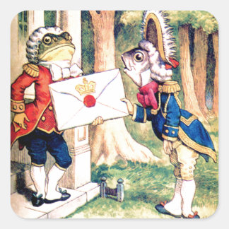 Invitation from the Queen of Hearts in Wonderland Square Sticker