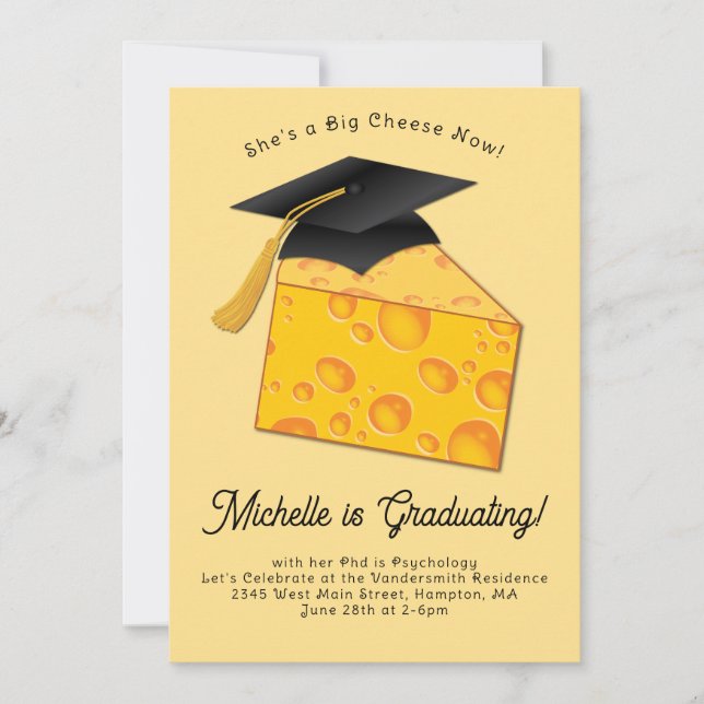 Invitation Fromage de la fête de Graduation Cheesy Funny Sill (Devant)