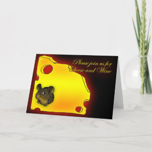 Invitation Fromage et Vin Party petite souris mign