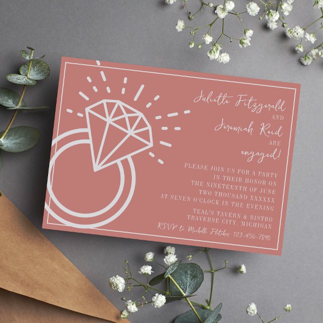 Invitation Front | Couleur curée | Fêtes de fiançailles (Créateur téléchargé)