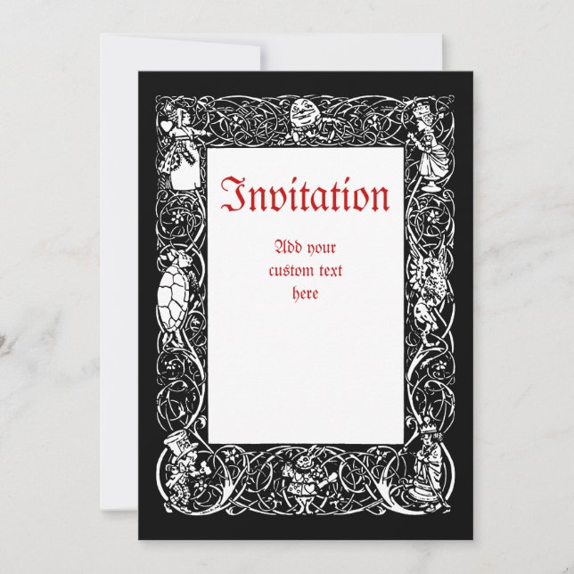 Invitation Frontière de fantaisie vintage d'Alice (Devant)