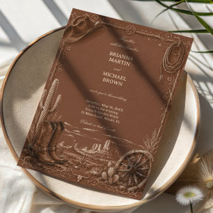 Invitation Frontière de Prairie Vintage Rustique