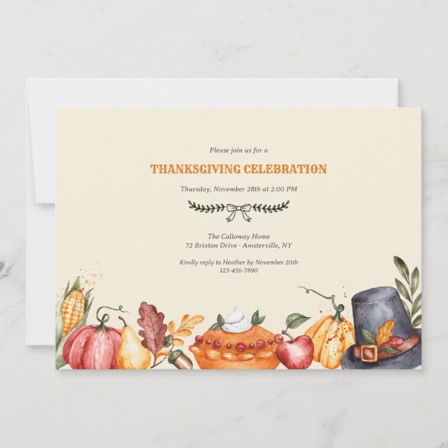 Invitation Frontière de Thanksgiving (Devant)