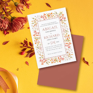 Invitation Frontière des feuilles et des baies mariage en ter