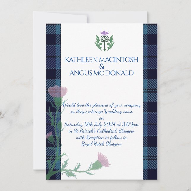Invitation Frontière et chardon écossais traditionnel (Devant)
