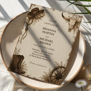 Invitation Frontière Prairie Rustique Occidental