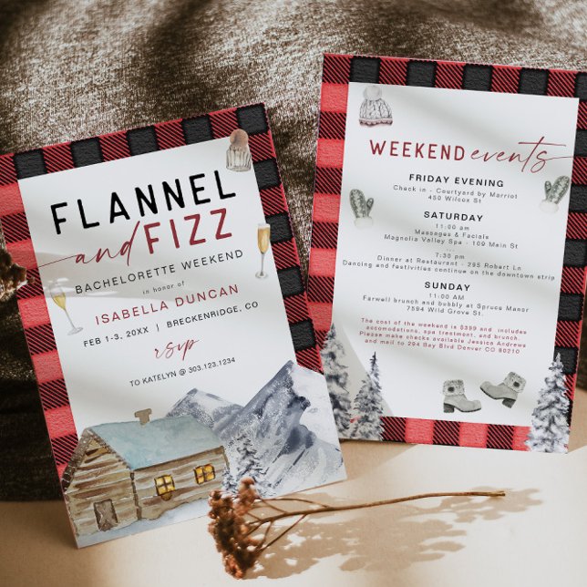 Invitation FROST Red Flannel & Fizz Winter Bachelorette Invit (Créateur téléchargé)