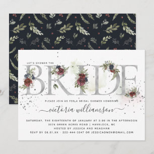 Invitation Frosted Floral Argent Mariage hivernal