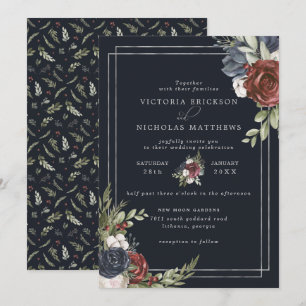 Invitation Frosted Florals Mariage botanique d'hiver