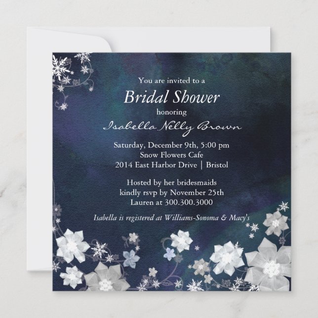 Invitation Frosty Rustic Winter Floral Fête des mariées (Devant)