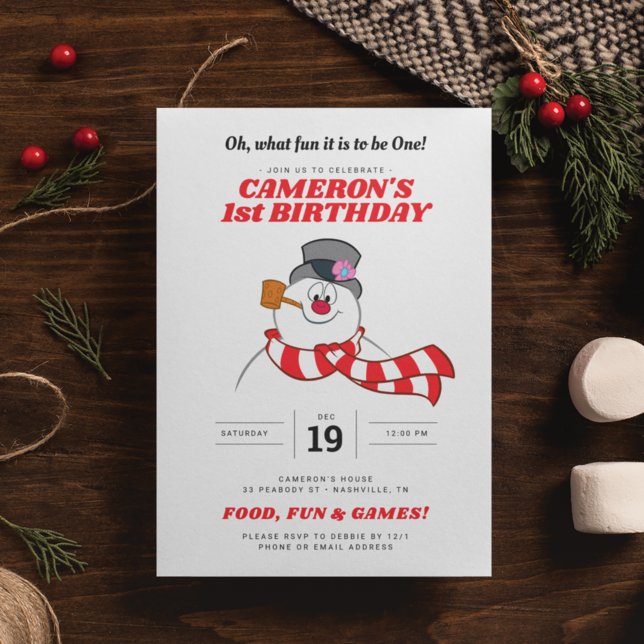 Invitation Frosty Snowman™ hiver 1er anniversaire (Créateur téléchargé)