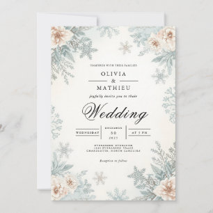 Invitation Frosty Winter Bloom Romance Mariage