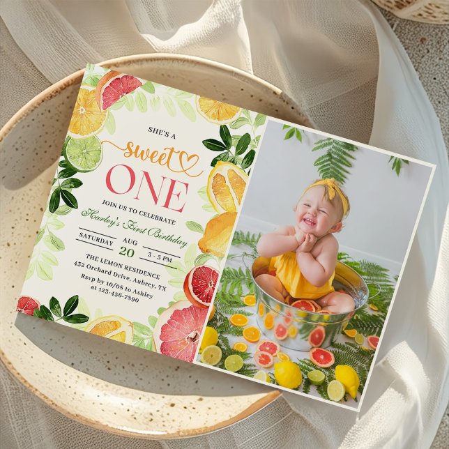 Invitation Fruit aux agrumes 1er anniversaire Photo (Créateur téléchargé)
