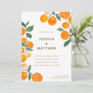 Invitation Fruit d'agrumes orange moderne Mariage simple
