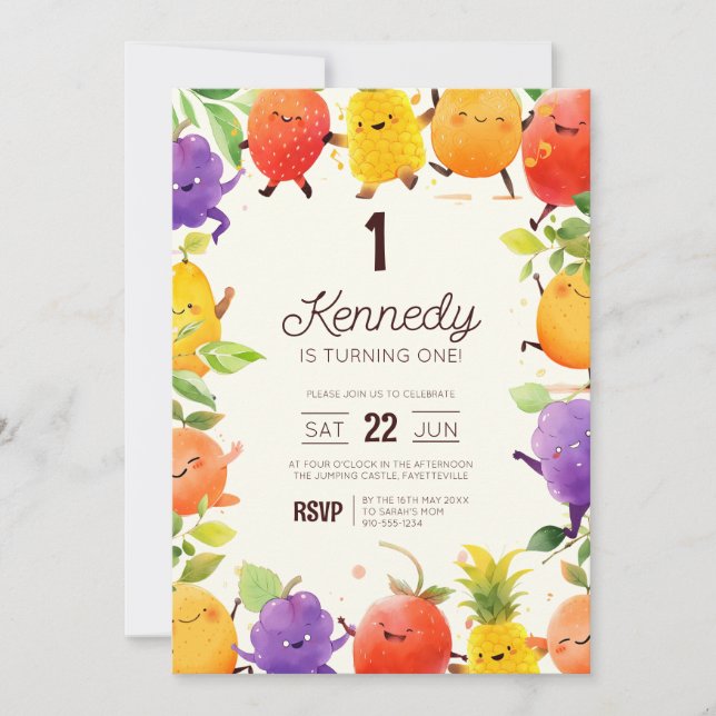Invitation Fruit dansant Fête d'anniversaire (Devant)