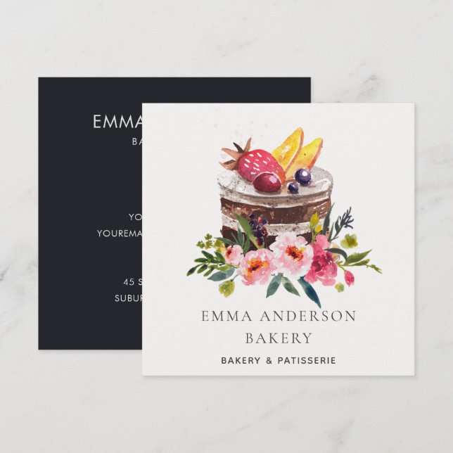 Invitation Fruit Fruit Floral Pâtisserie Cupcake Boulangerie (Devant / Derrière)