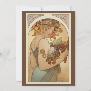 Invitation Fruit par Alphonse Mucha, Art Nouveau vintage