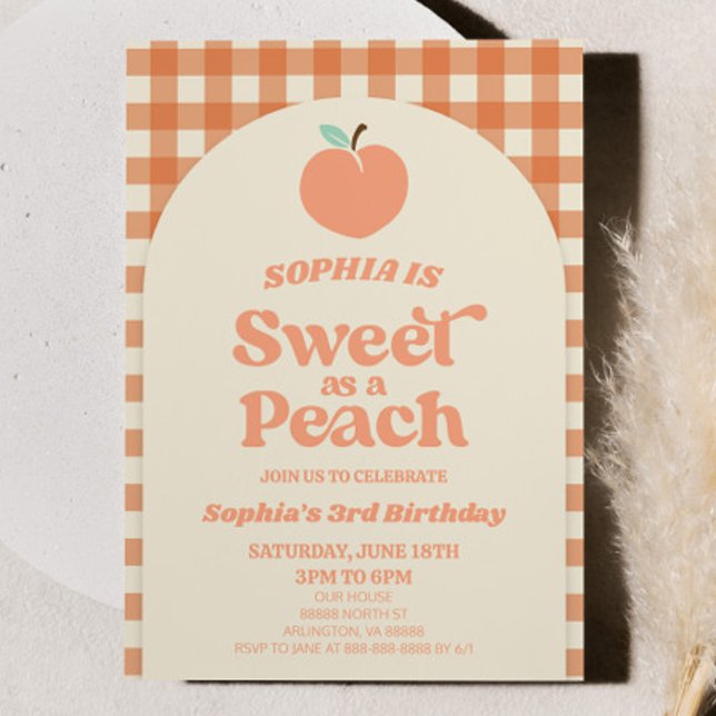 Invitation Fruit Sucré À La Pêche Orange Rose Anniversaire (Créateur téléchargé)