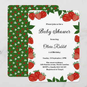 Invitation Fruit sucré fraise Fille Baby shower frais