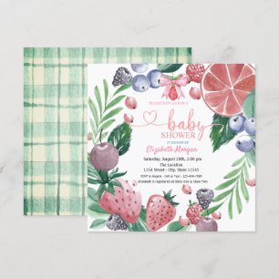 Invitation Fruits à l'aquarelle Baby Shower Douce Plaid