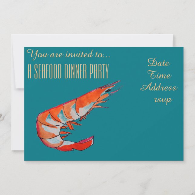 Invitation Fruits de mer crevette crevette dîner barbecue (Devant)
