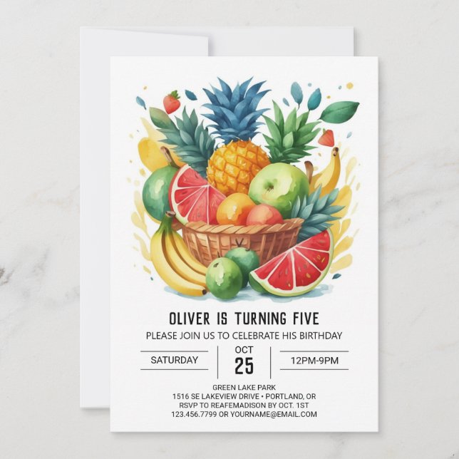 Invitation Fruits Fiesta Boho Anniversaire (Devant)