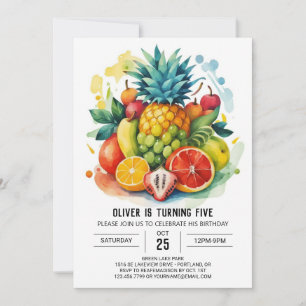 Invitation Fruits numériques Whimsical pour enfants Anniversa