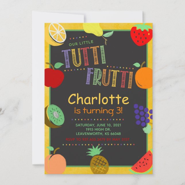 Invitation Fruits Tutti Frutti Anniversaire (Devant)