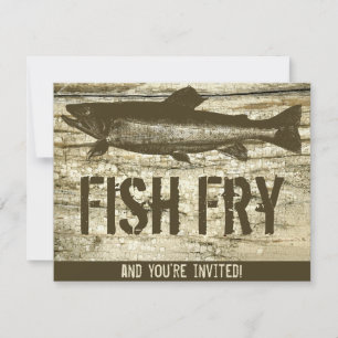 Invitation Fry de poisson rétro Cuisine de poisson Vintage Te