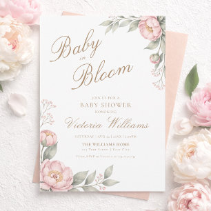 Invitation Fuchsia Bébé en Fleur Baby Shower 