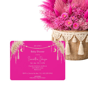 Invitation Fuchsia Boho Pampas Baby Shower