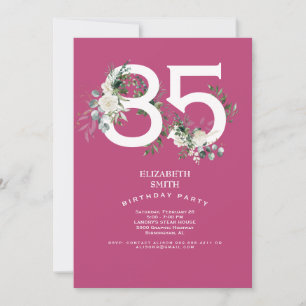 Invitation Fuchsia Fête d'anniversaire élégante de 85 ans à f
