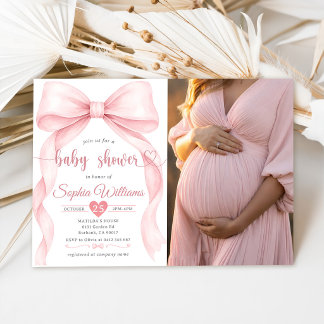 Invitation Fuchsia Floral Baby Shower Photo