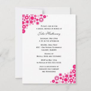 Invitation Fuchsia Florals Douche nuptiale