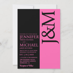 Invitation Fuchsia Minimaliste Code QR au Dos Mariage
