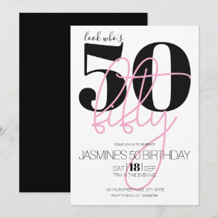 Invitation Fuchsia Noir Moderne Élégant 50 Anniversaire
