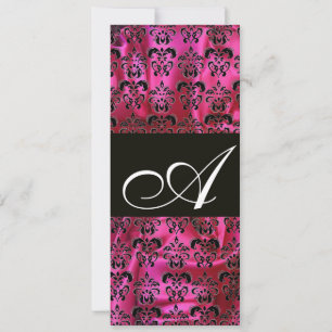 Invitation FUCHSIA NOIR SOIE DOMMASQUE MONOGRAMME, Blanc