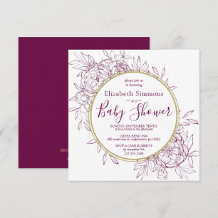 Invitation Fuchsia Pink Peony Baby shower moderne Toile