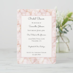 Invitation Fuchsia Rose Gold Pétales De Rose Floral Baby Show
