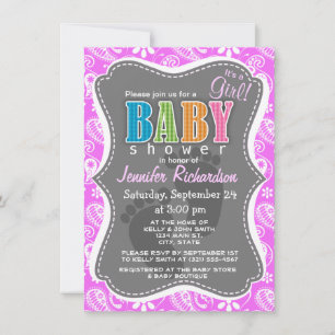 Invitation Fuchsia Rose Paisley; Floral