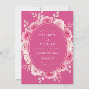 Invitation Fuchsia Rose Radiant Romantique Mariage