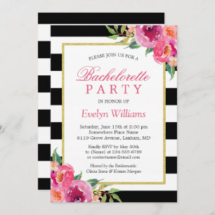 Invitation Fuchsia rose violet Fleur de Bachelorette