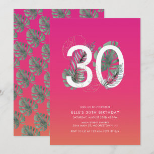 Invitation Fuchsia Tropical moderne 30e anniversaire