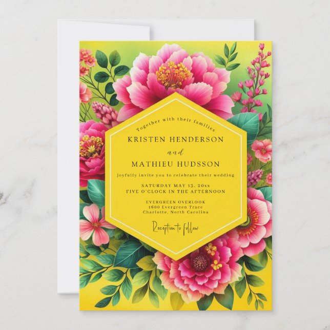 Invitation Fuchsia Vibrant Bloom Wedding (Devant)