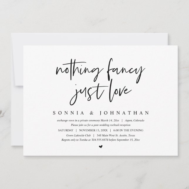 Invitation Fuite Amoureuse Moderne, Rien de Fantaisiste, Just (Devant)