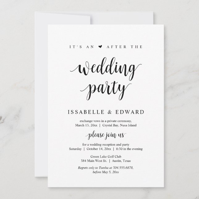 Invitation Fuite, C'est une fête après le mariage  (Devant)