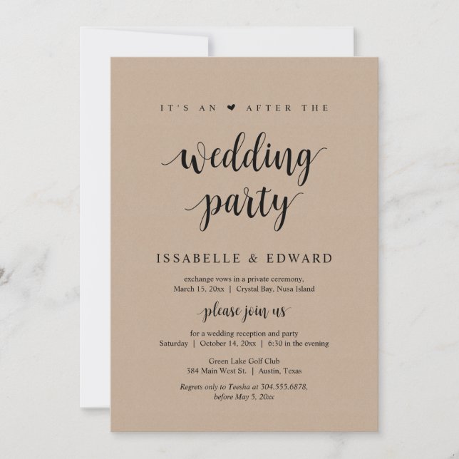 Invitation Fuite, C'est une fête après le mariage, Kraft (Devant)