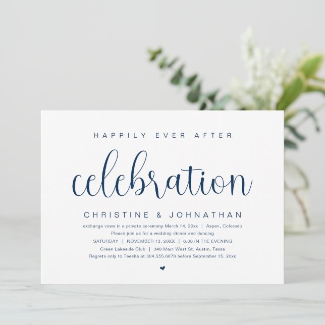 Invitation Fuite de mariage, célébration de bonheur éternel  (Debout devant)
