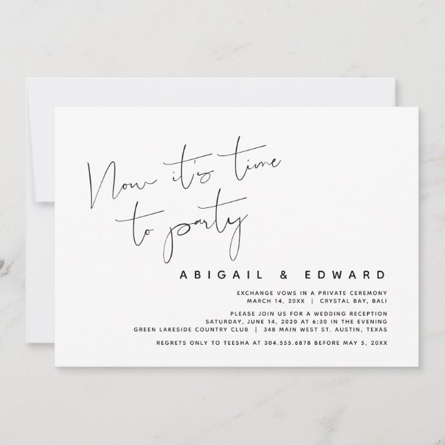 Invitation Fuite de mariage, c'est maintenant temps de faire  (Devant)